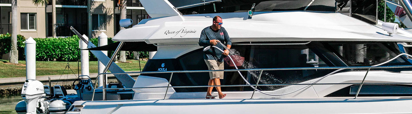 Man cleaning his aquila